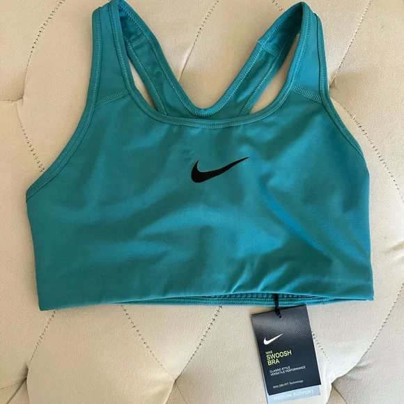 NWT Nike Dri-FIT Swoosh Bra Women's Medium Support Teal Sports Bra Size Medium - Picture 4 of 5